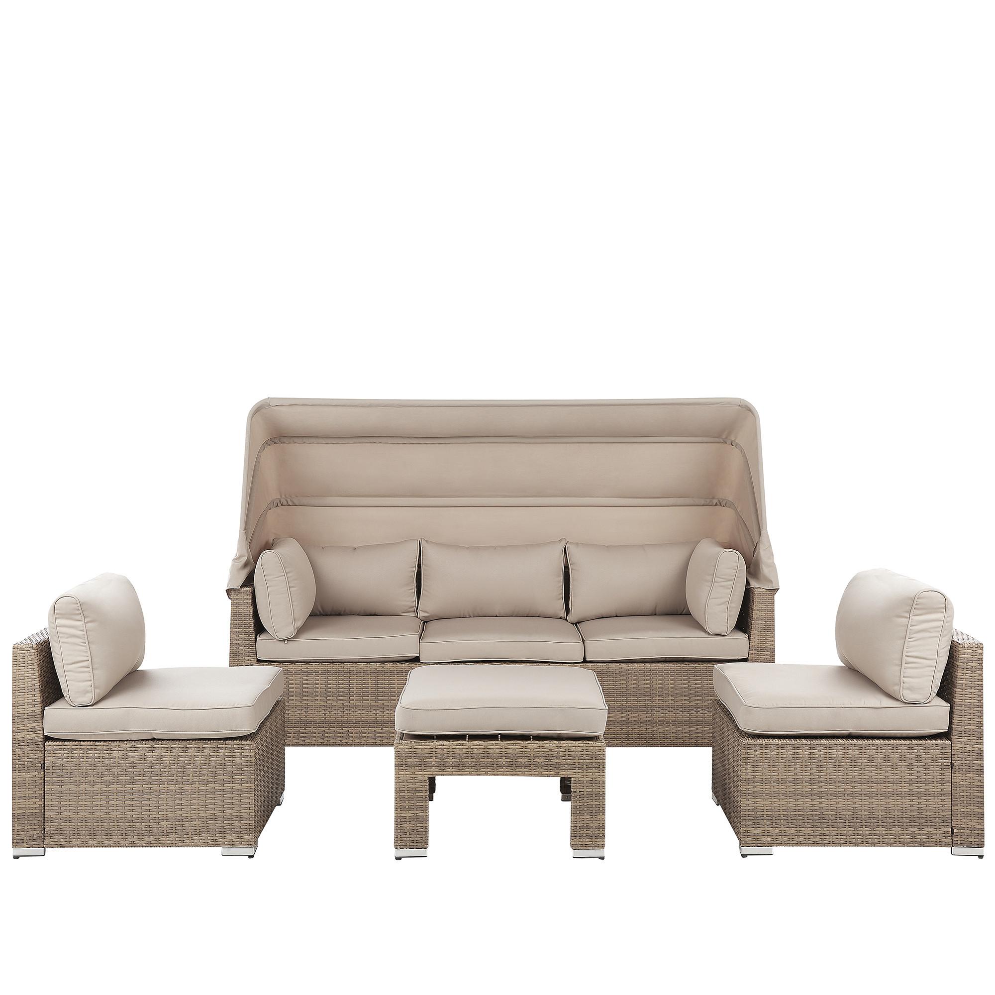 LOUNGE SET 5-Sitzer beige modular Coccolia - Beige, Kunststoff - Beliani