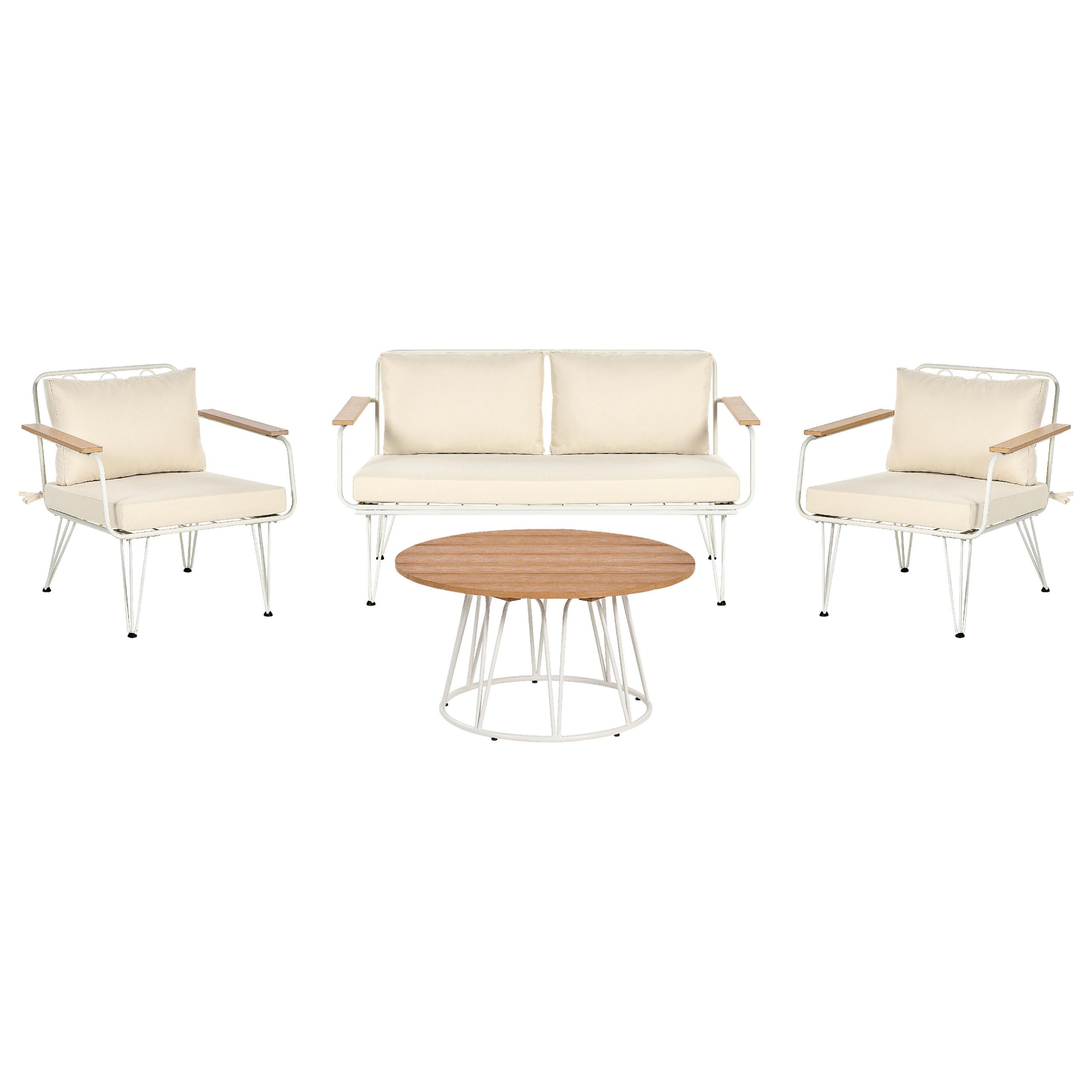 LOUNGE-SET 4-sitzer Stahl Beige Montesilvano - Beige, Metall - Beliani