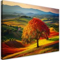 WANDBILD toskana landschaft baum natur - Multicolor, Textil (120/80cm) - Feeby