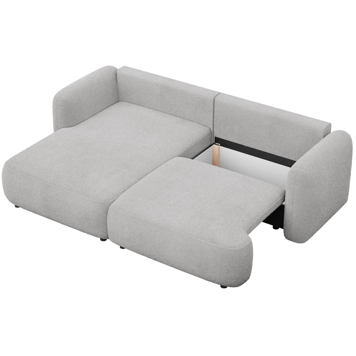 ECKSOFA Tvoya Hellgrau Bouclé - Hellgrau/Schwarz, Kunststoff/Textil (267/175cm) - Selsey