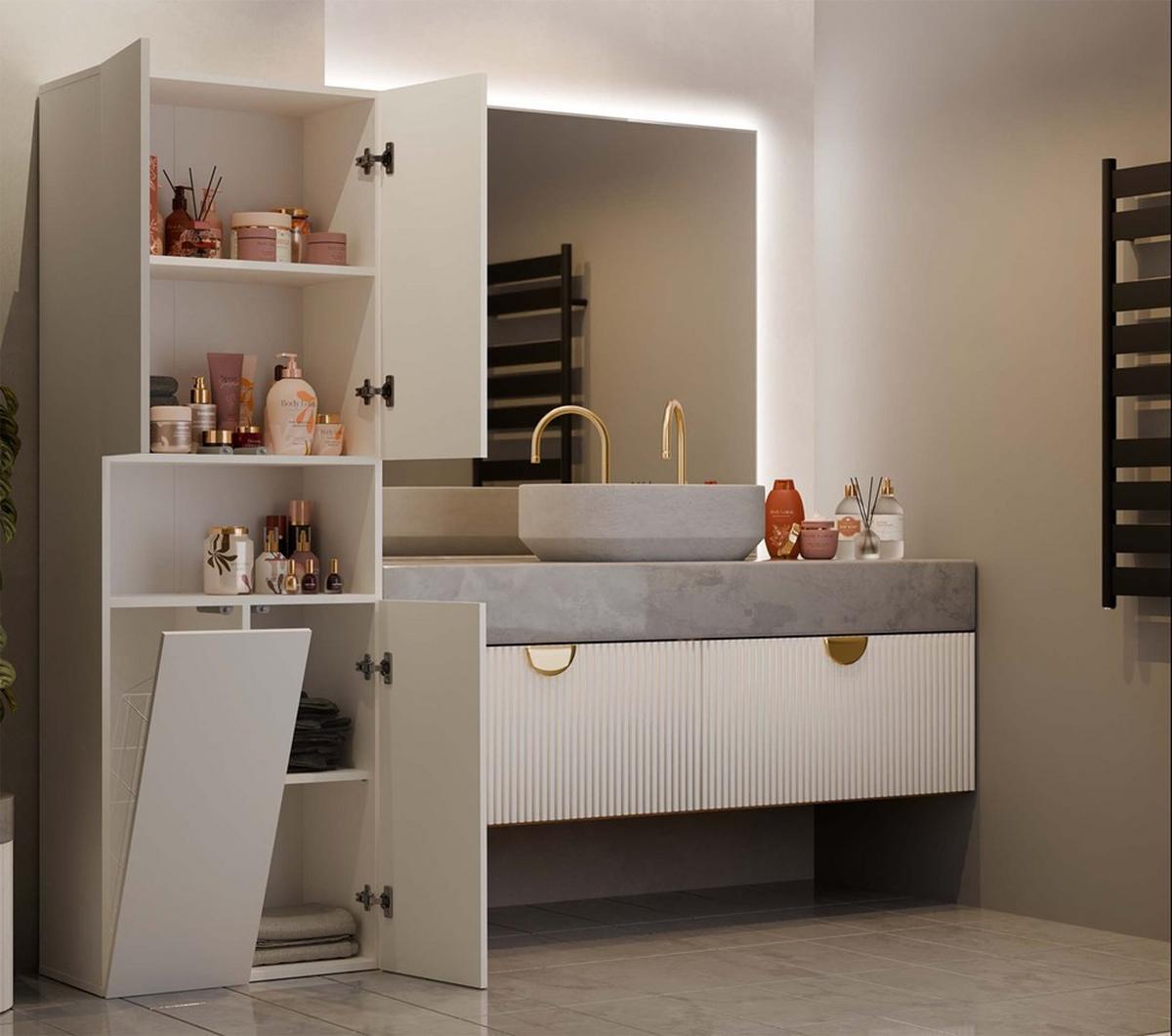 BADEZIMMERSCHRANK Kaschmir 60/174/30 - Kaschmir, Holzwerkstoff (60/174/30cm) - RAUMHIRSCH FURNITURE