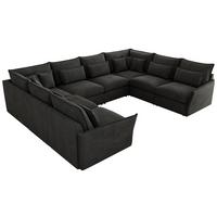 WOHNLANDSCHAFT VERSO U 8M Dunkelgrau Velvet - Dunkelgrau/Schwarz, Kunststoff/Textil (362/93/270cm) - MKS