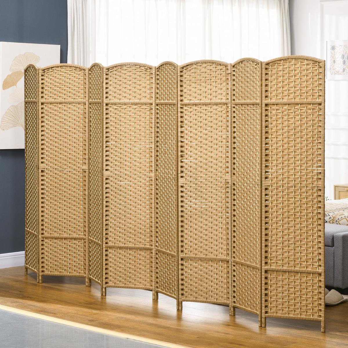 PARAVENT 8-teilig 320 x 170 cm Raumteiler Trennwand aus Kiefernholz Natur - Naturfarben, Kunststoff (1.6/170/320cm) - HOMCOM