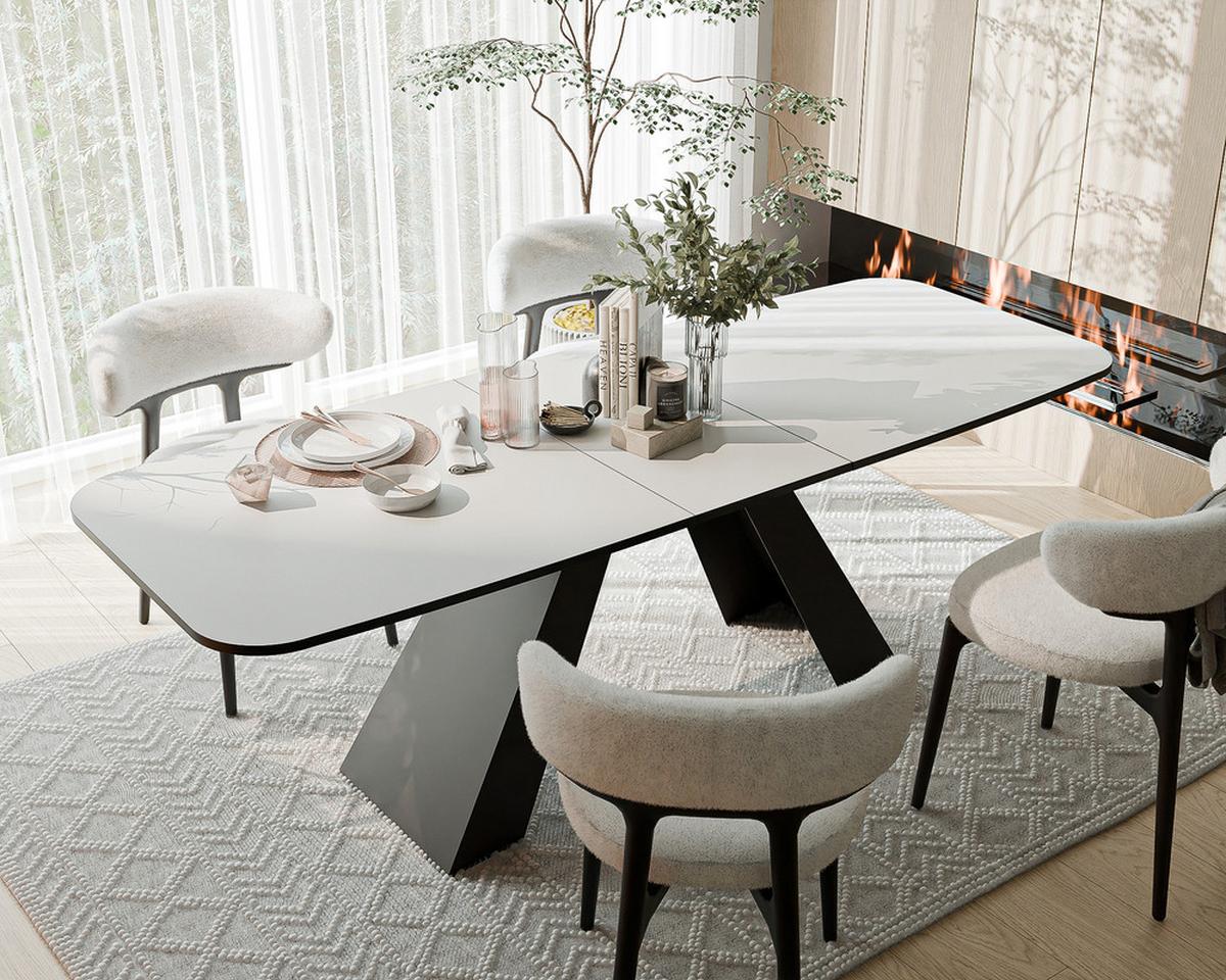 AUSZIEHTISCH ZENITH 180/90/76 cm mit Metallgestell, Schwarz / Weiß - Schwarz/Weiß, Holzwerkstoff/Metall (90/180/76cm) - Idohome