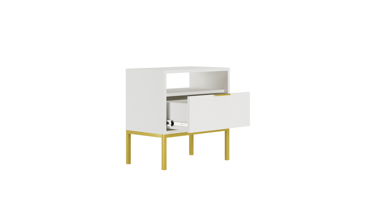 NACHTSCHRANK Austin 33/56,4/55 cm - Goldfarben/Weiß, Holzwerkstoff (33/56/55cm) - RAUMHIRSCH FURNITURE