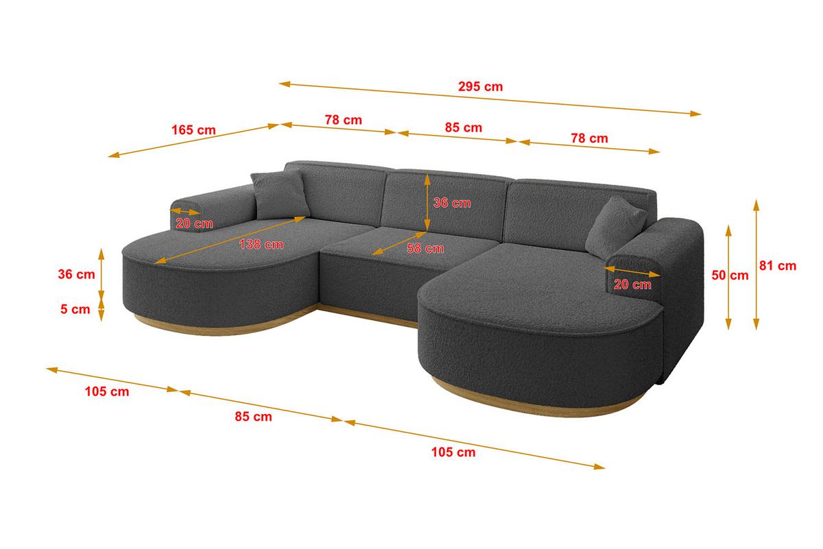 WOHNLANDSCHAFT MARI-U1-v2 - 303x171x83 cm Grau Bouclé - Grau, Holzwerkstoff/Textil (303/83/171cm) - ALTDECOR