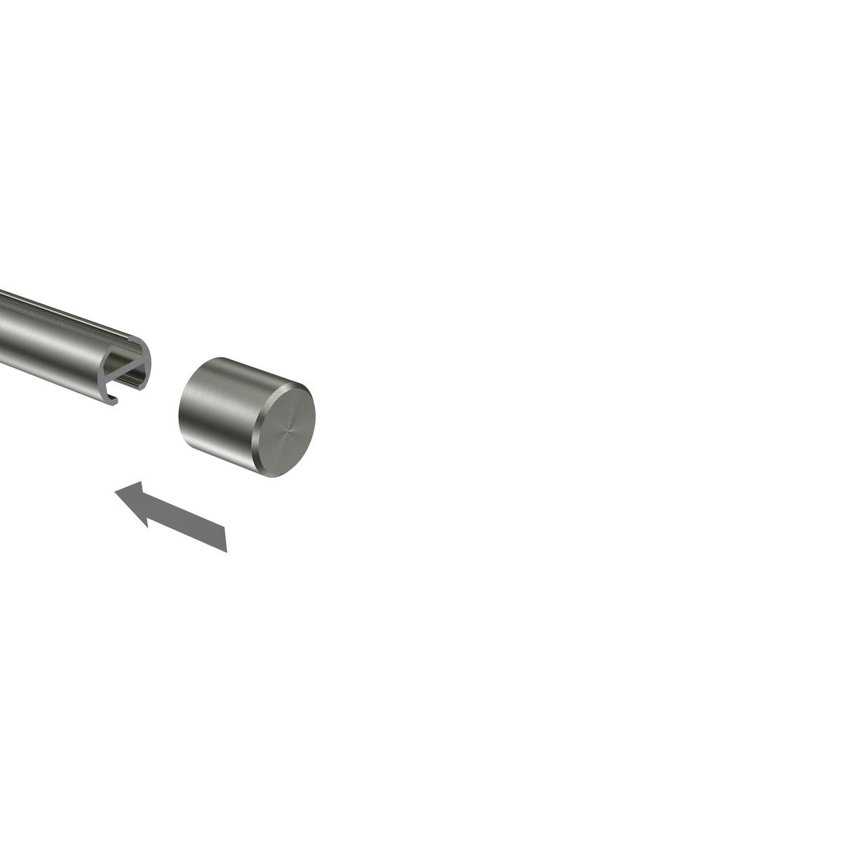 ENDSTÜCKE FÜR GARDINENSTANGEN 16 mm Ø, Casa Edelstahl-Optik, Packung 2 Stück - Edelstahlfarben, Metall (2/2/2cm) - INTERDECO