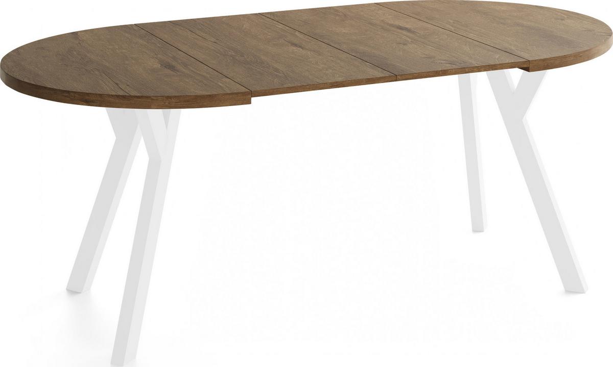 ESSTISCH Vero Weiß rund ausziehbar verlängerbar, Eiche Braun Rustikal 100-200/100/77 cm - Alteiche/Weiß, Holz/Holzwerkstoff (100/200/76.5cm) - WFL GROUP