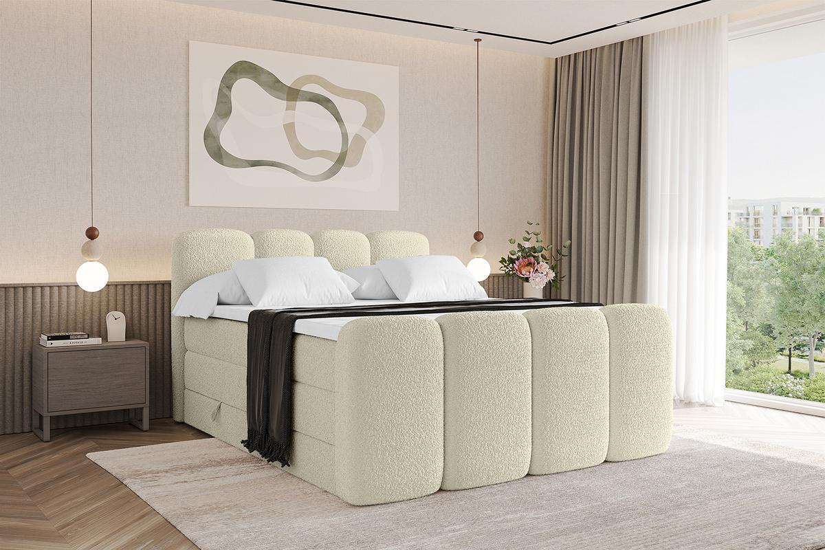 BOXBETT mit Matratze H3|H4 und Lattenrost - NINA-Z KING - 140x200 cm Quelle - Beige - Sandfarben, Holzwerkstoff (140/200cm)