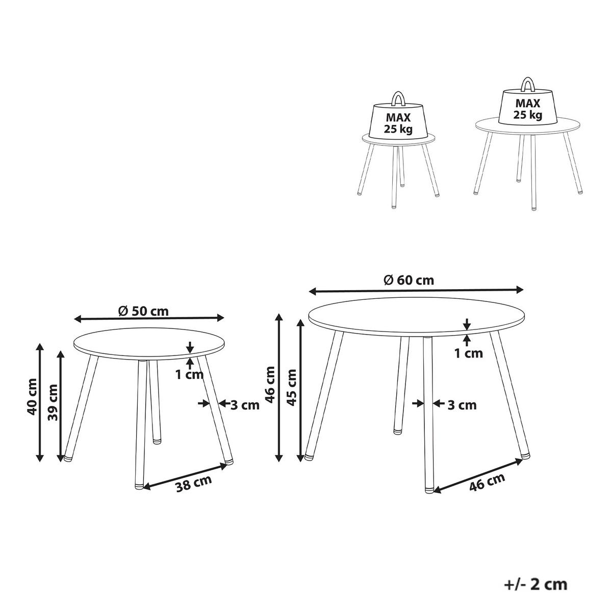 OUTDOOR-COUCHTISCH 2er-Set Metall Beige - Beige, Metall (60/60/45cm) - Beliani