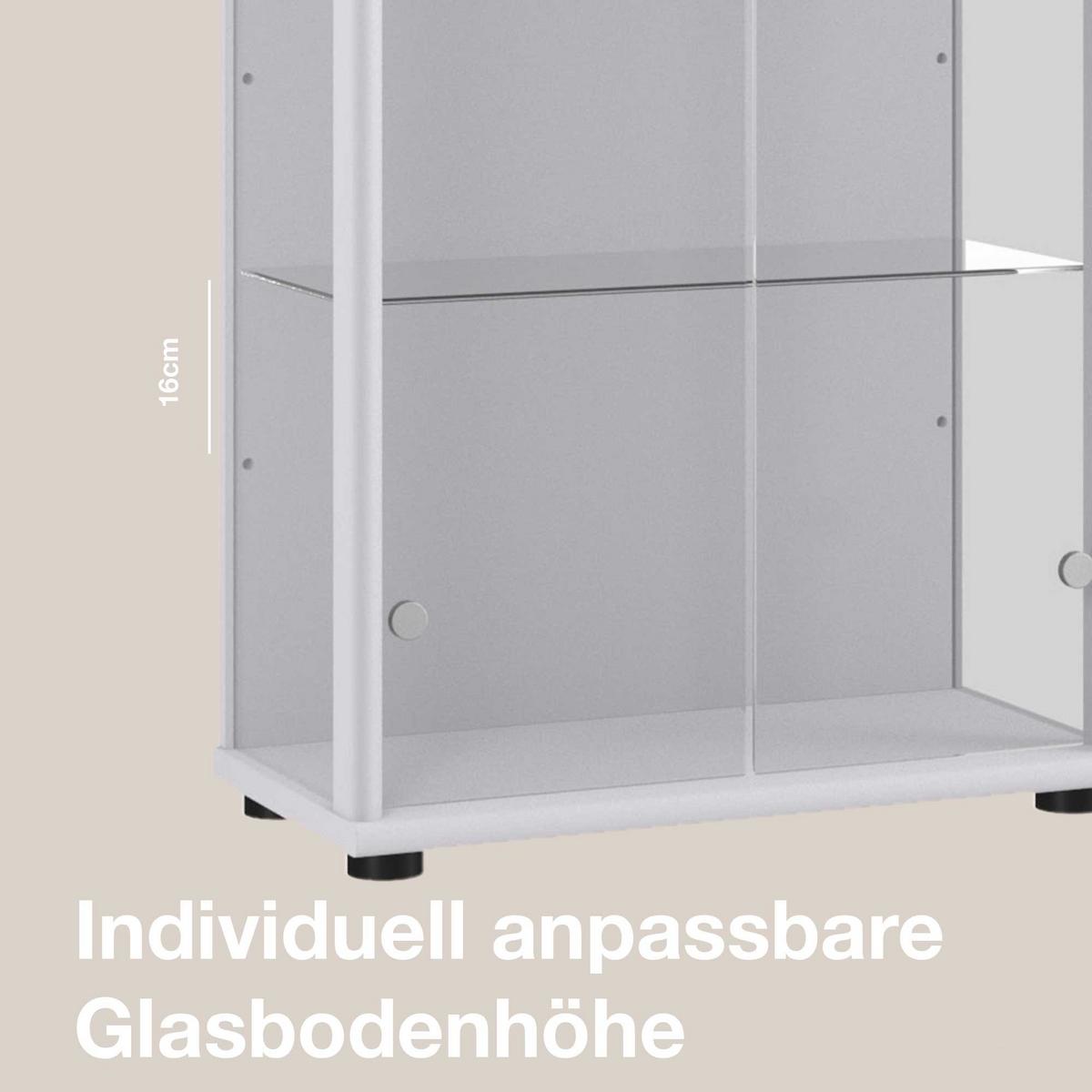 VITRINE 33/67/176 cm mit LED & 4 höhenverstellbaren Glasböden - Transparent/Silberfarben, Glas/Holzwerkstoff (67/176/33cm) - K-Möbel