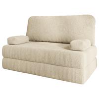 BETTSOFA KESTE aus Schaumstoff Bucle-Stoff Creme Schlaffunktion - Creme, Textil (140/86/60cm) - MASSENO