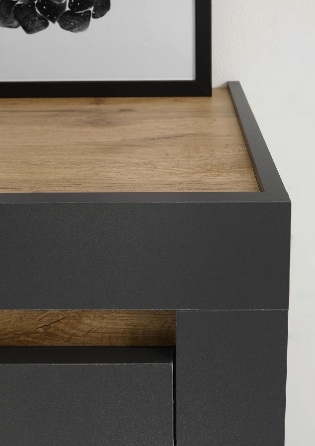 STANDCONTAINER Grau, Eiche Wotan 80 x 70 cm, Büro Kommode mit Stauraum und großem Schubkasten - Eiche Wotan/Schwarz, Holzwerkstoff/Kunststoff (80/70/40cm) - Furn.Design