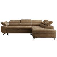 ECKSOFA PABLO L Braun Schenille glatt - Rechts Seite - Schwarz/Braun, Textil/Metall (273/208cm) - MKS