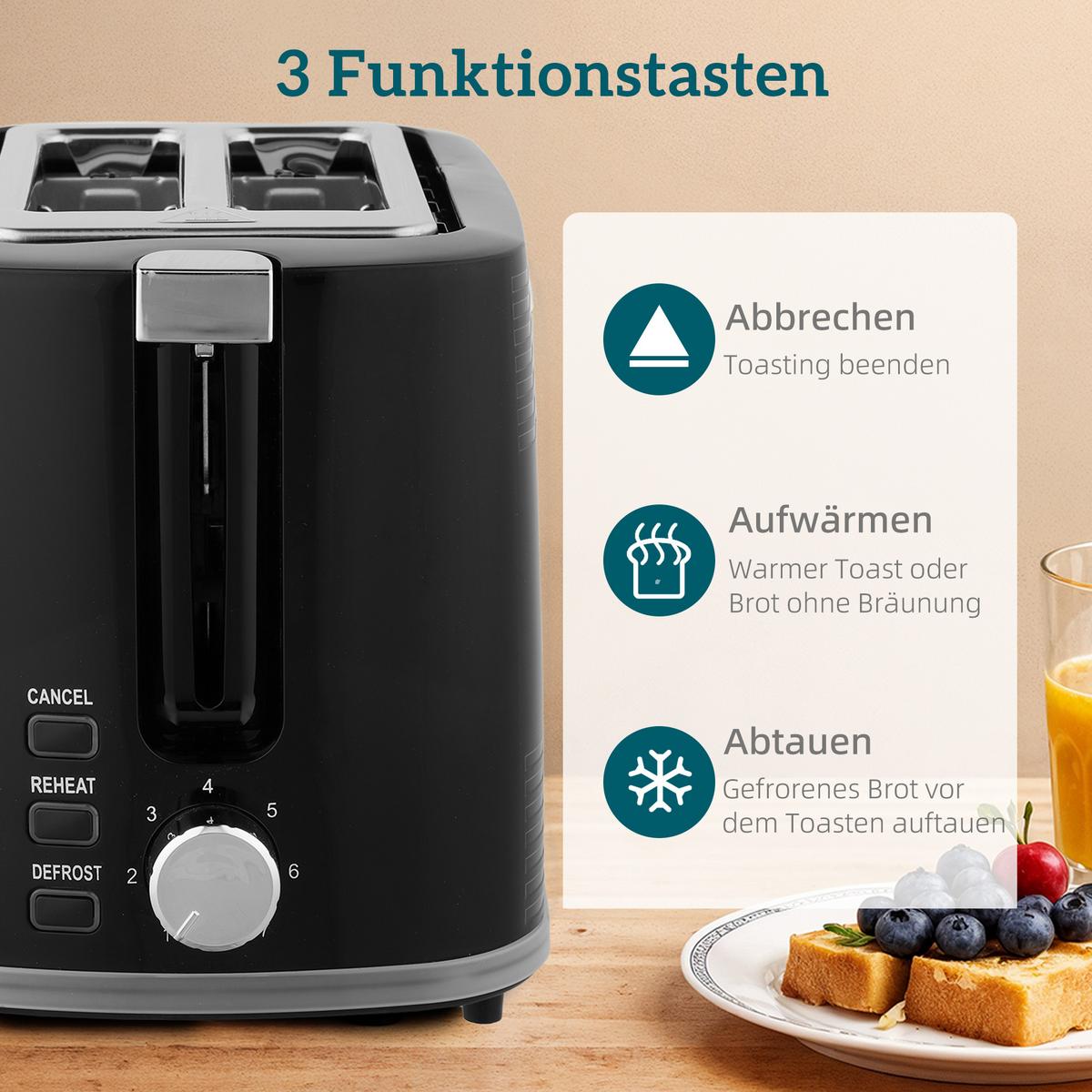WASSERKOCHER-TOASTER-SET 2er Set Stahl Kunststoff Schwarz - Schwarz, Metall (16.7/23.2/22.2cm) - HOMCOM