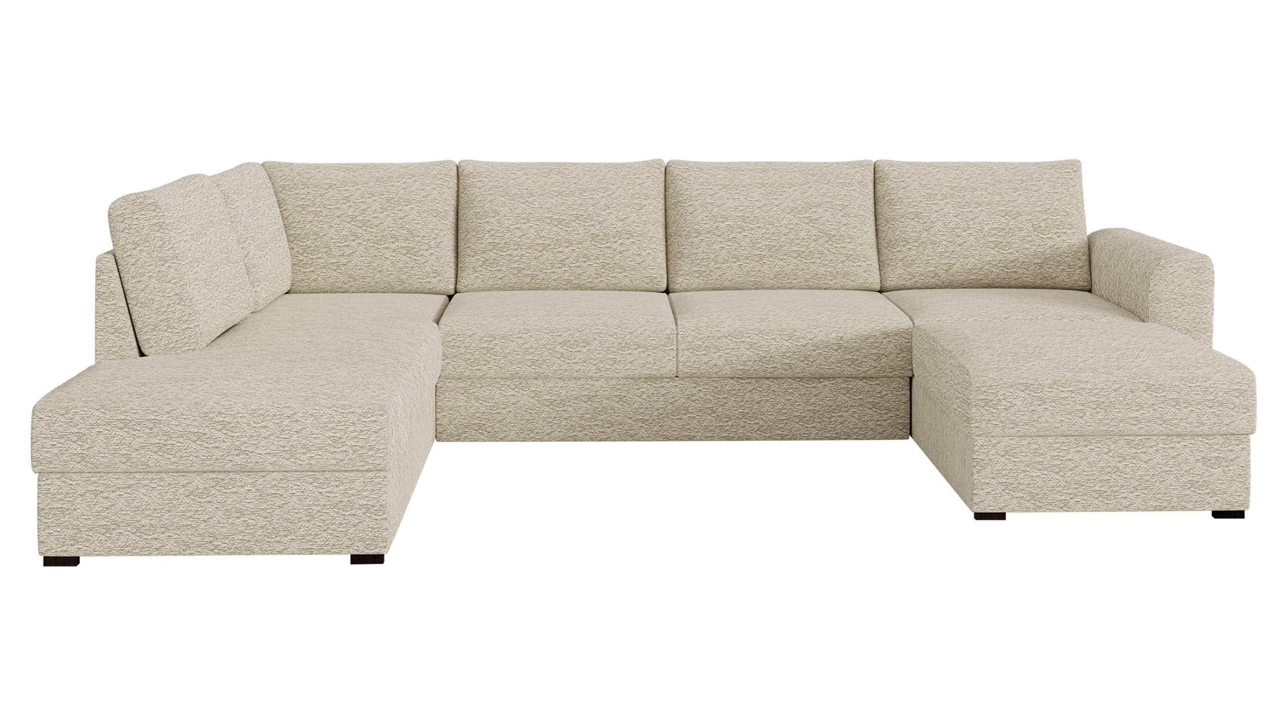 WOHNLANDSCHAFT Wilma Premium, Seite: Links - Schwarz/Naturfarben, Holz/Textil (305/85/188cm) - MIRJAN24