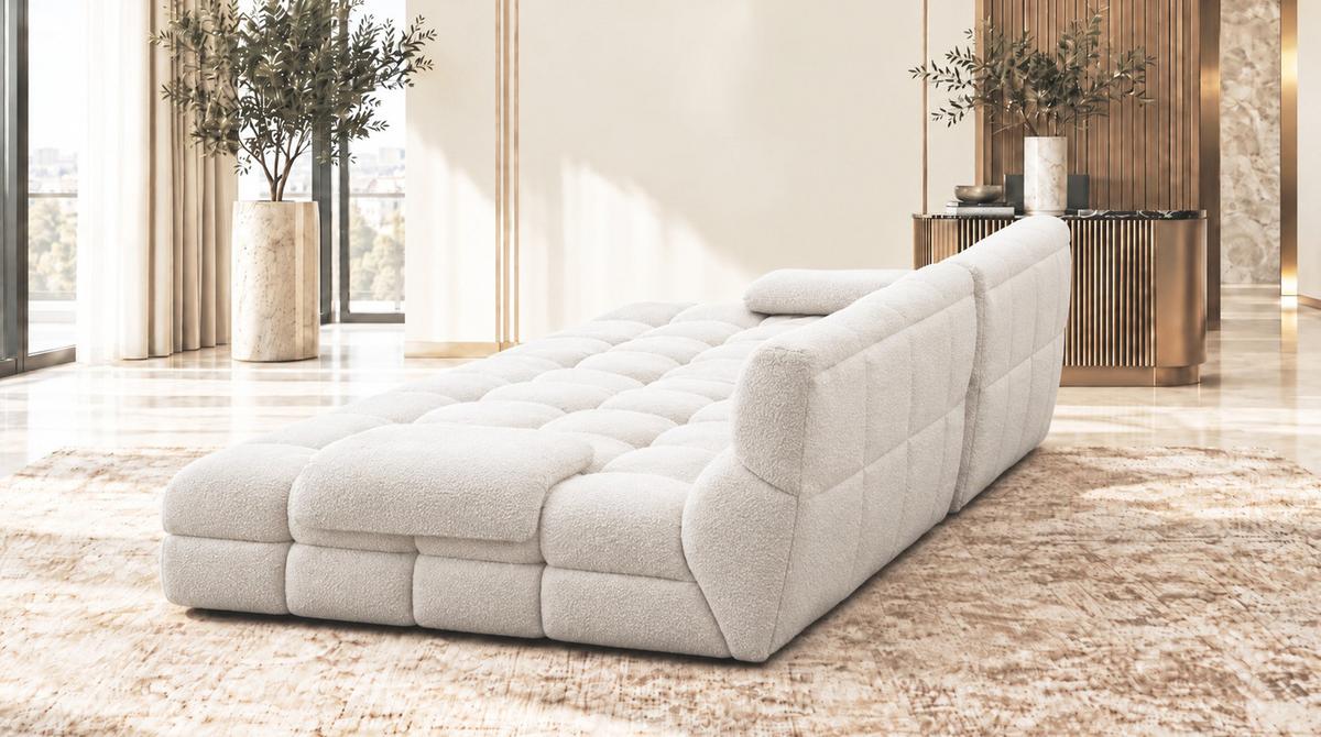 BIG SOFA AMIA Beige Bouclé - Beige/Schwarz, Kunststoff/Textil (290/86/178cm) - KAWOLA