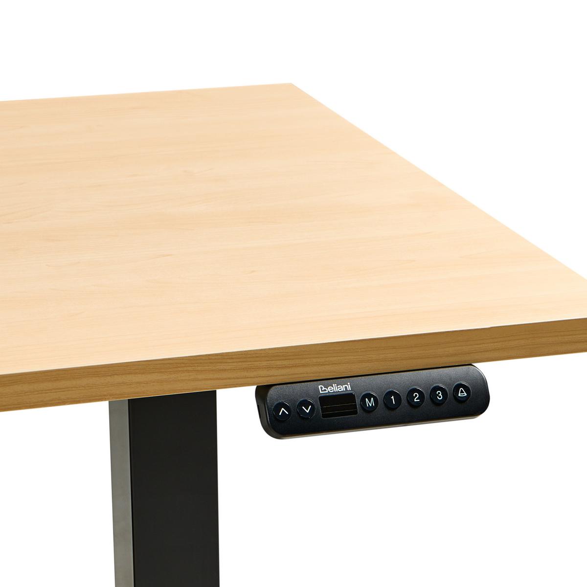 SCHREIBTISCH elektrisch höhenverstellbar 120/72 cm Schwarz/Hellbraun Destines - Hellbraun/Schwarz, Holzwerkstoff/Metall (72/120/63cm) - Beliani