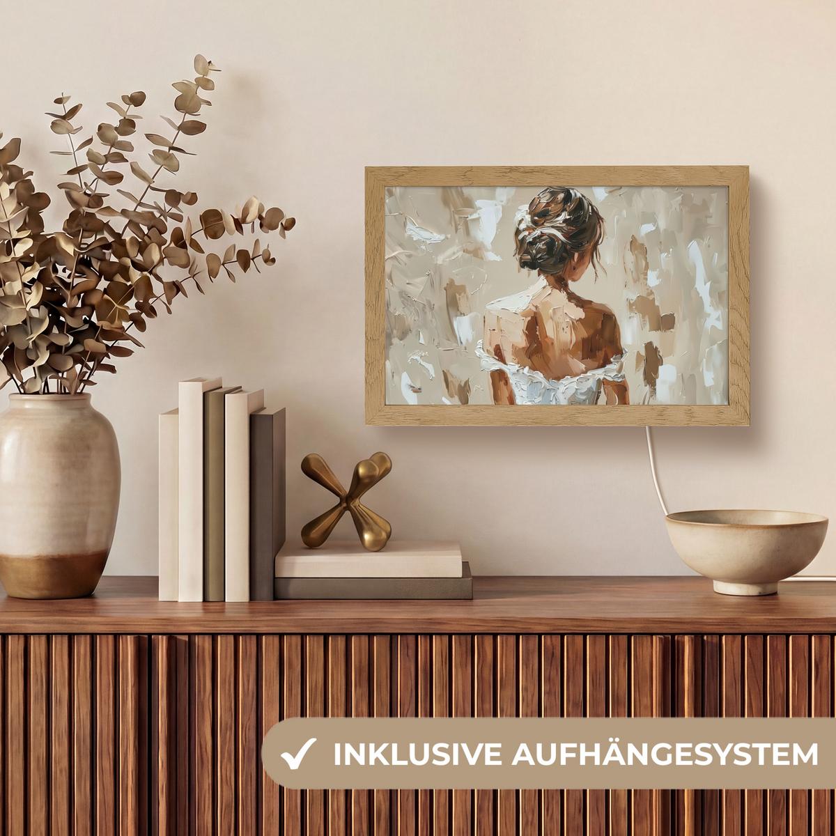 TISCHLEUCHTE Frau - Farbe - Abstrakt - Beige - Modern 30x20 cm - Brombeere, Holzwerkstoff (8/30/20cm) - OnlyWow
