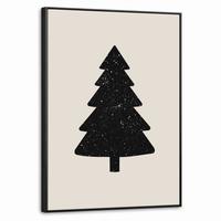 LEINWAND Bilder mit Rahmen - Weihnachtsbaum - Schwarz - Urlaub - Beige - 70x100 - Schwarz, Textil (70/100cm) - MuchoWow