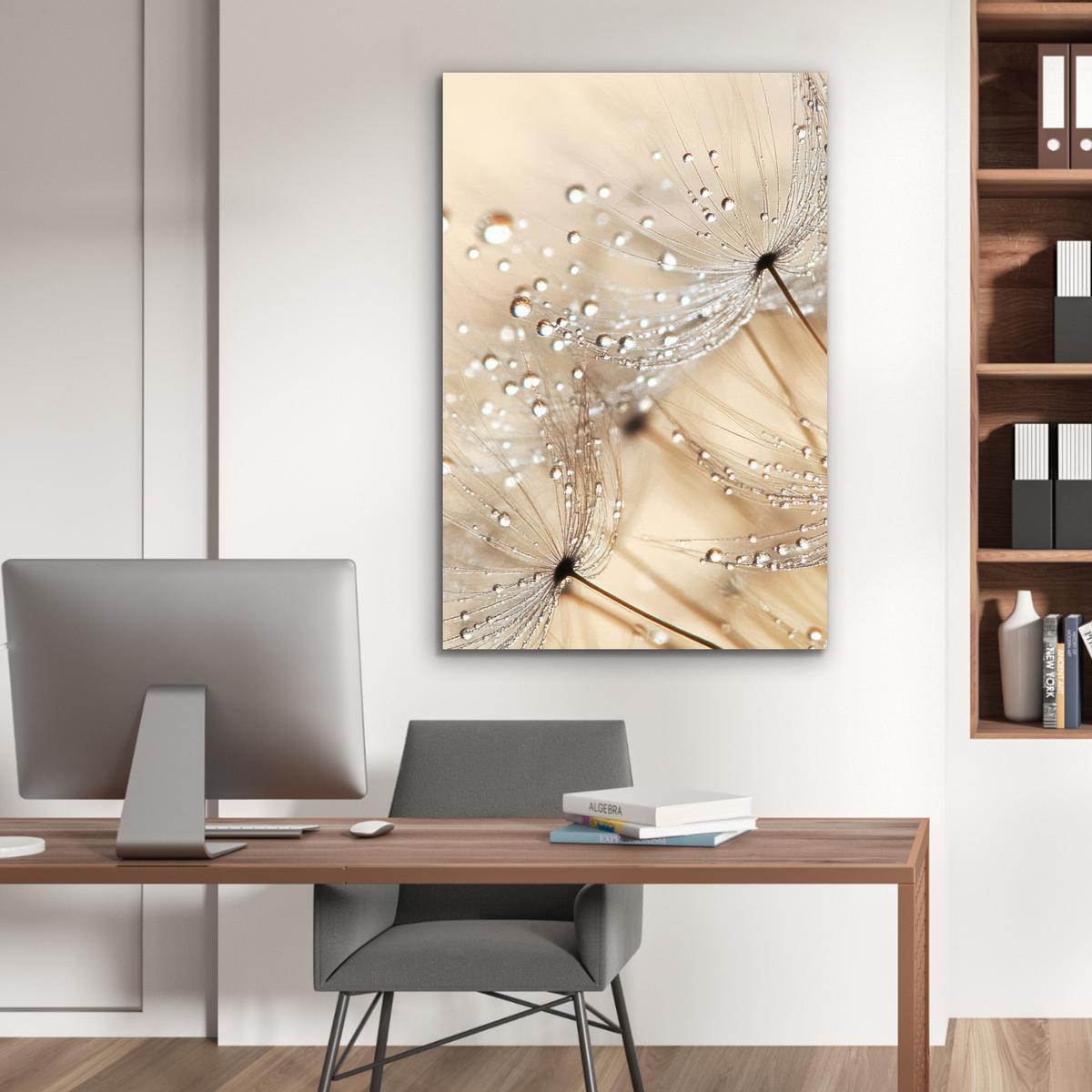 METALLBILD Löwenzahn - Abstrakt - Natur - Beige 80x120 cm - Braun, Metall (80/120cm) - MuchoWow