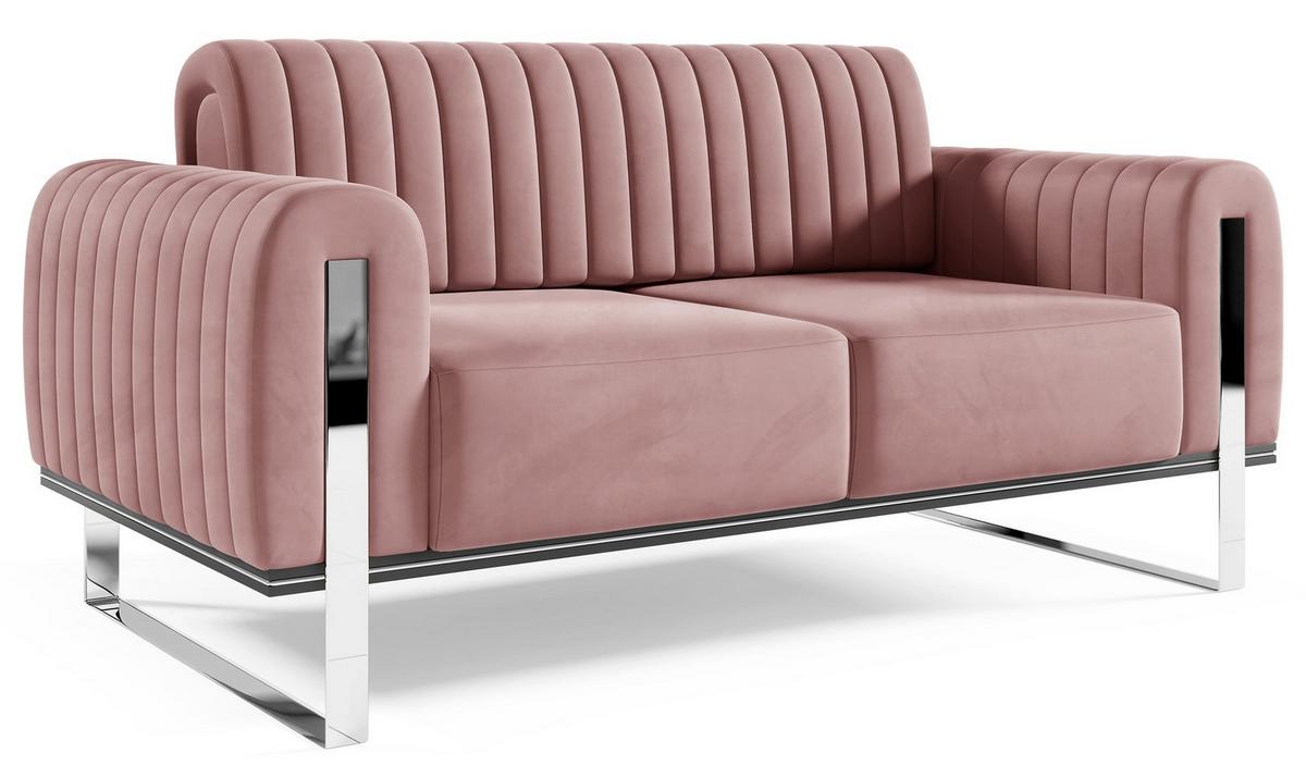 SOFA Parissa 164 cm - Pink/Silberfarben, Textil/Metall (164/79/92cm) - Selsey