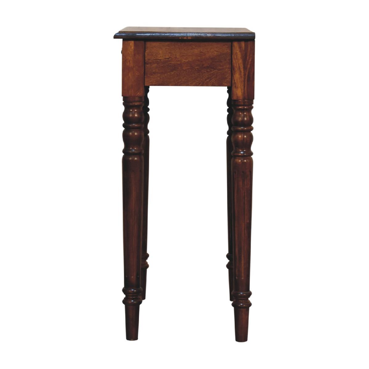 SCHREIBTISCH 1 Schublade, Gedrechselte Beine, Braun - Kastanienfarben/Messingfarben, Holz/Metall (35/60/78cm) - Artisan Furniture