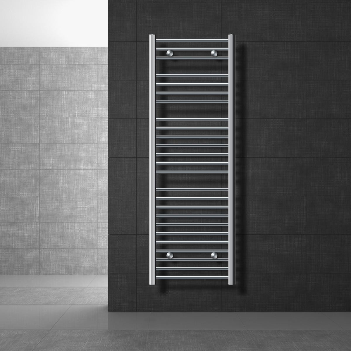 BADHEIZKÖRPER elektrisch Sahara 500x1500 mm Chrome gebogen mit Heizstab 1200W Digital - Chromfarben, Metall (50/150/3cm) - LuxeBath