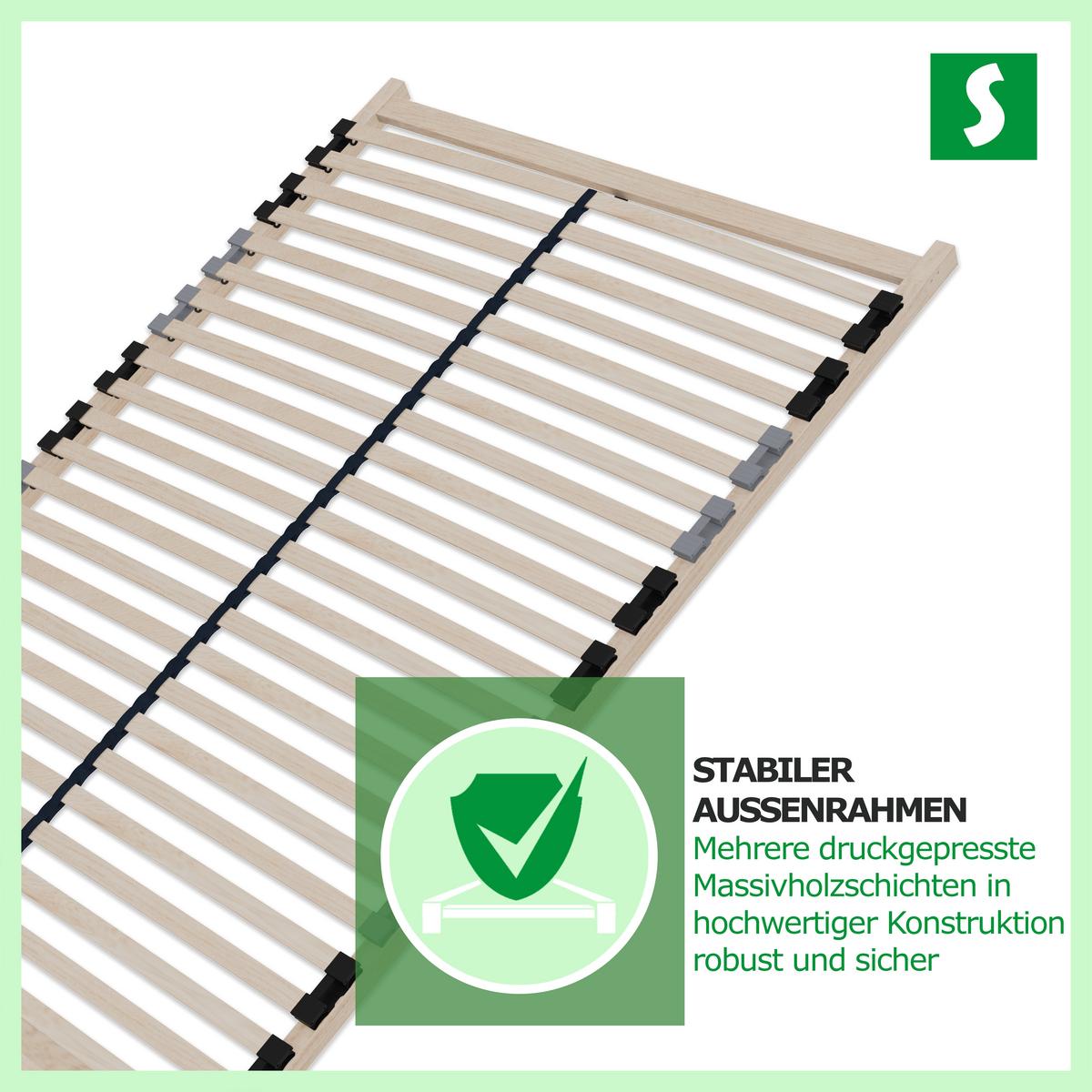 DREAMBASE Lattenrost 120x200 cm – Ergonomischer 7-Zonen - Eschefarben, Holz (120/200cm) - Schlaftroll