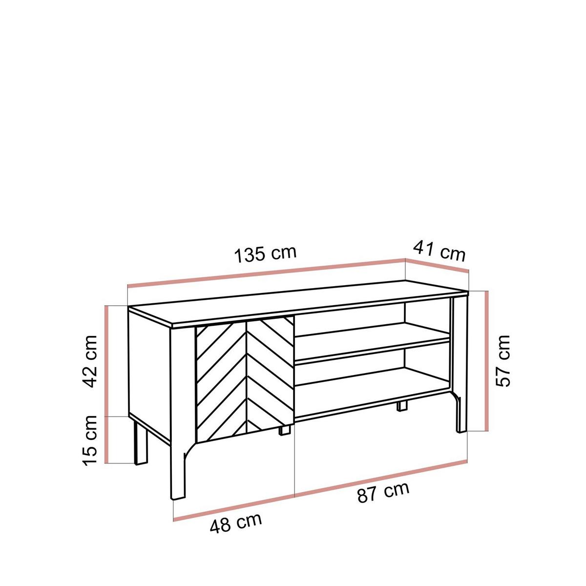 TV-SCHRANK LUMI 135 cm, Kaschmir - Kaschmir, Holzwerkstoff (135/57/41cm) - Lookway