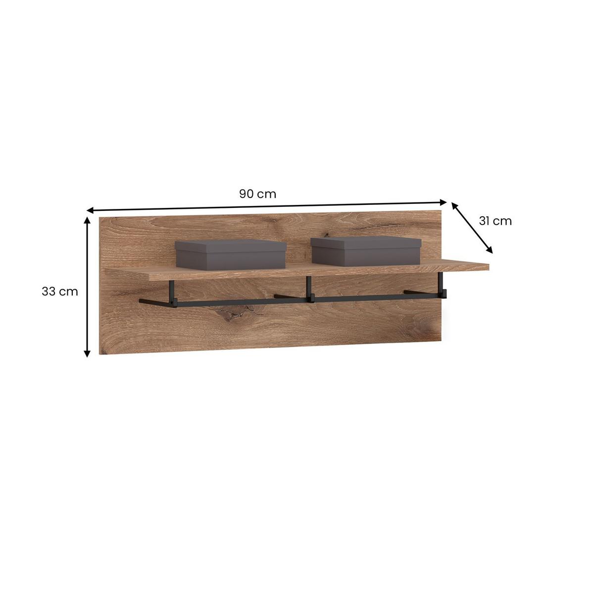 WANDGARDEROBE MALEA braun, Eiche - Braun, Holzwerkstoff (90/33/31cm) - IDIMEX