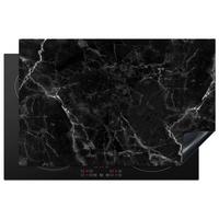 HERDABDECKPLATTE Marmor - Schwarz - Weiß - Textur - Marmoroptik Induktionsmatte 81x52 cm - Silberfarben, Kunststoff (81/52/0.2cm) - MuchoWow
