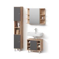 BADMÖBEL-SET Fucino Eiche 3 Teile, mit Hochschrank - Eichefarben, Holzwerkstoff (79/64/21cm) - Livinity®