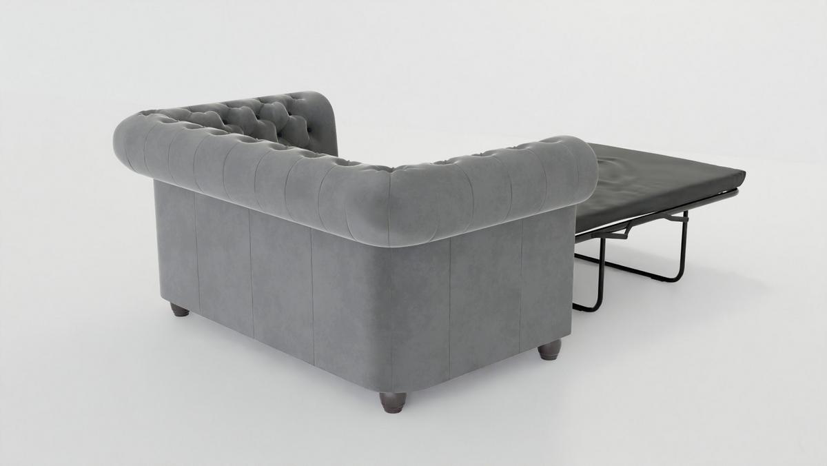 CHESTERFIELD-SOFA 2-sitzer mit Schlaffunktion Nyx Grau Samt - Braun/Grau, Holz/Textil (148/72/86cm) - S-Style Möbel