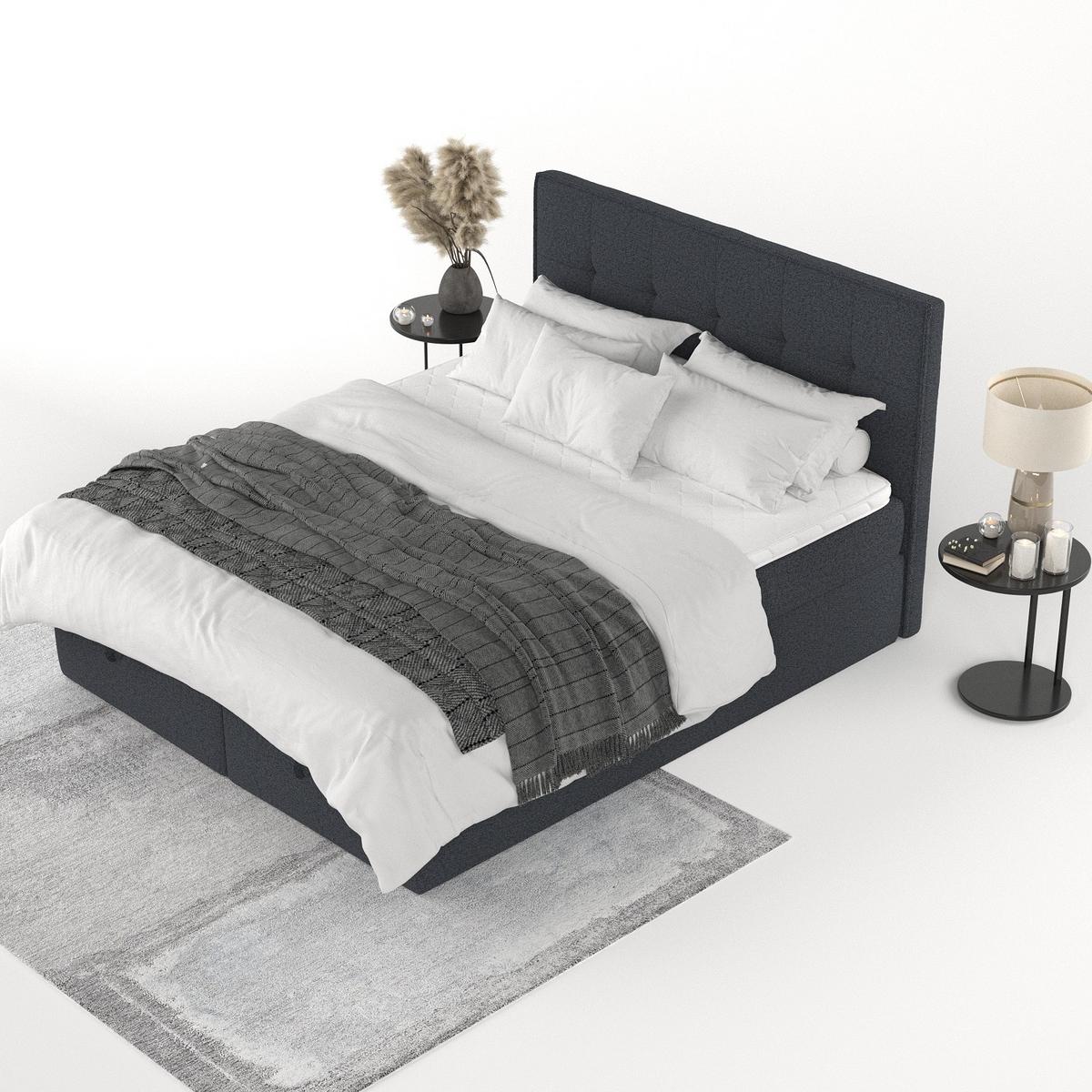 BOXBETT Tivra 160/200 cm Anthrazit im Riva Stoff - Anthrazit/Schwarz, Holz/Holzwerkstoff (160/200cm) - AltaBeds