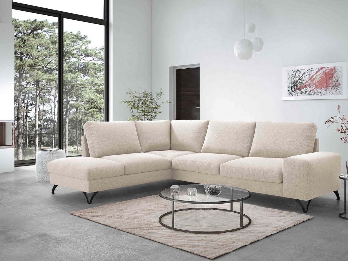 ECKSOFA Flavio Bis, Seite: Links - L3F+L2F+R4 - Schwarz/Naturfarben, Holz/Textil (285/214cm) - MIRJAN24