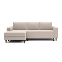 ECKSOFA Nalika Cremeweiß Velours - Creme/Schwarz, Holz/Textil (230/143cm) - Selsey