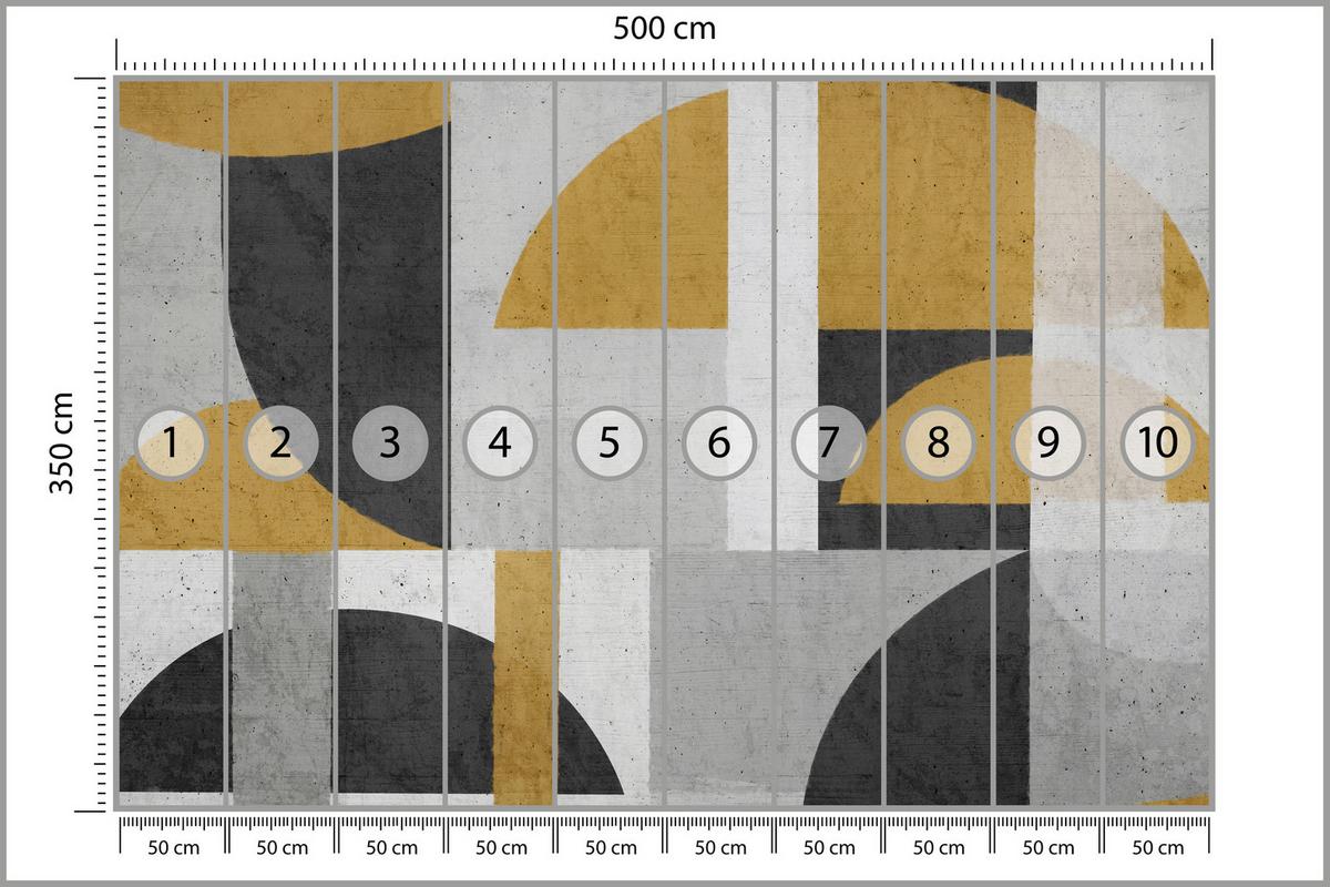 FOTOTAPETE für Wohnzimmer Abstrakte Geometrische Muster Formen 500x350 - Gelb/Schwarz, Papier (500/350cm) - Muralo