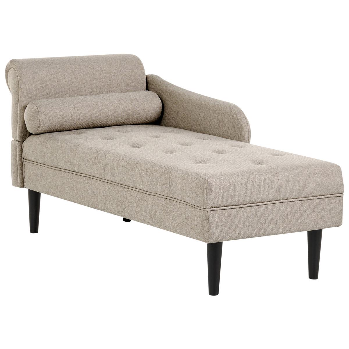 CHAISELONGUE-LINKSSEITIGE Stoff Beige Yvoire - Beige/Schwarz, Textil (68/72/151cm) - Beliani