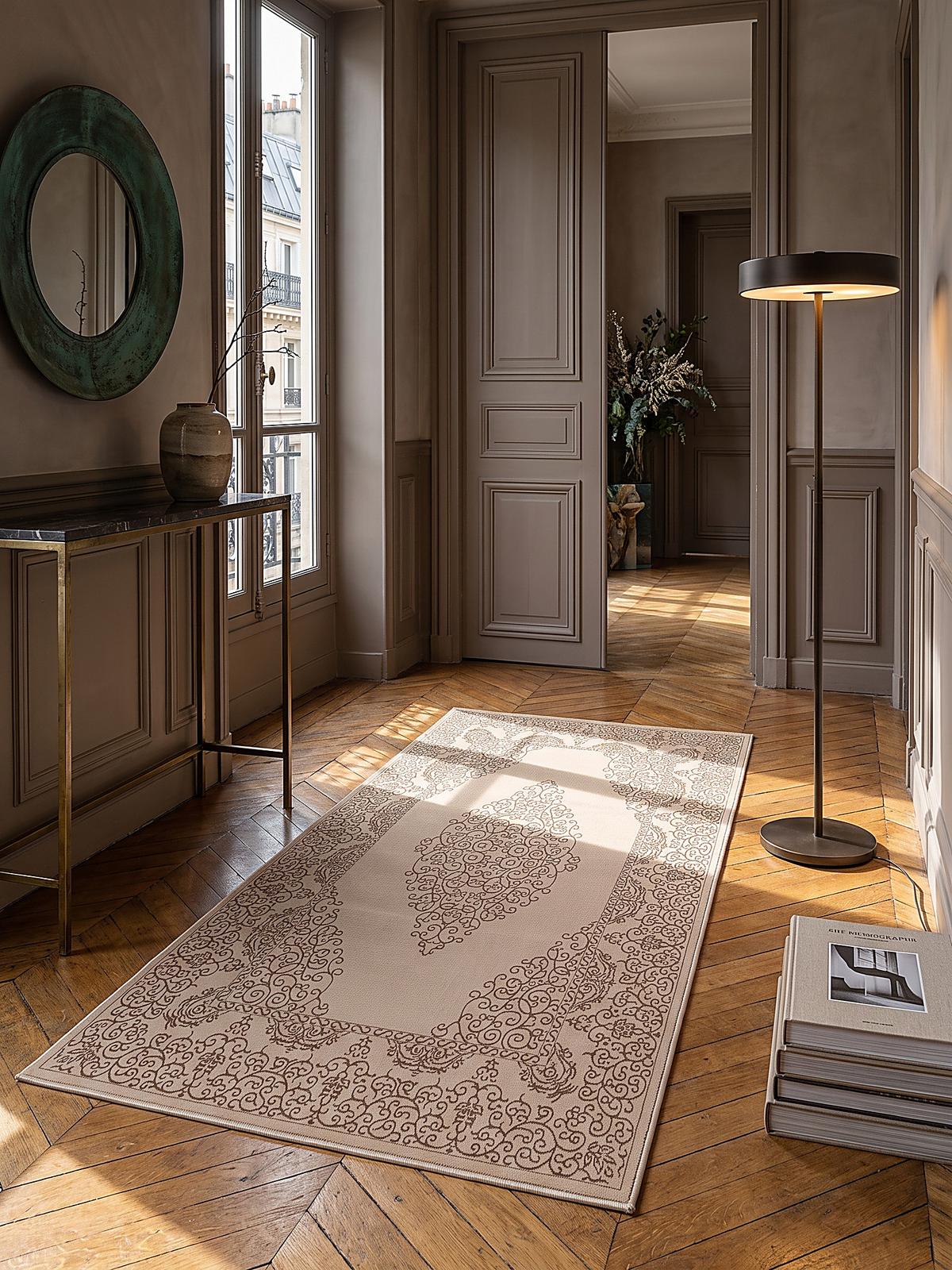 TEPPICH Kurzflor ERESMA Orient-Medaillon Polyester Beige 80 x 150 cm - Beige, Textil (80/150cm) - KADIMA DESIGN