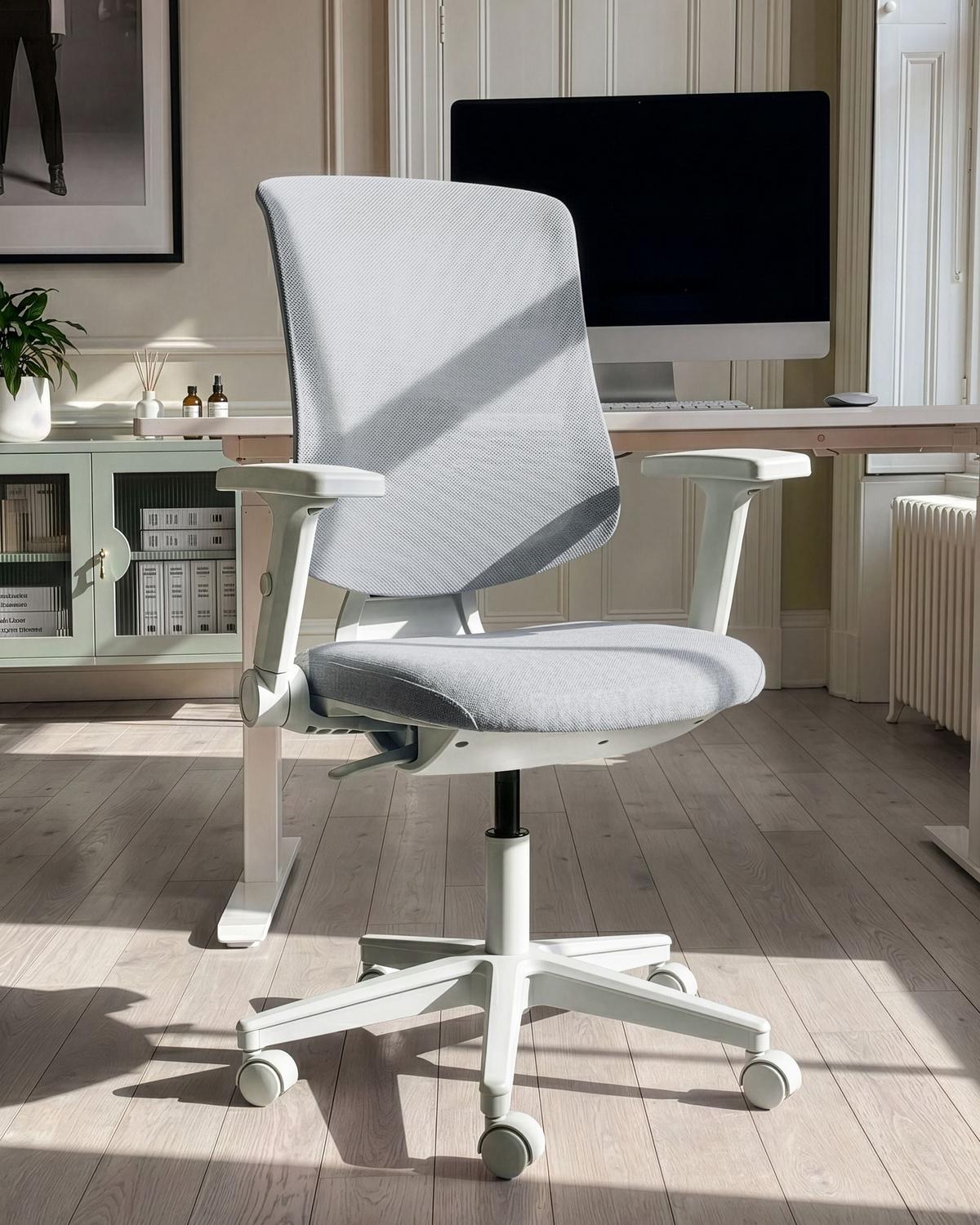 BÜROSTUHL Stoff Hellgrau Sero - Hellgrau/Grau, Textil (66/95/58cm) - Beliani