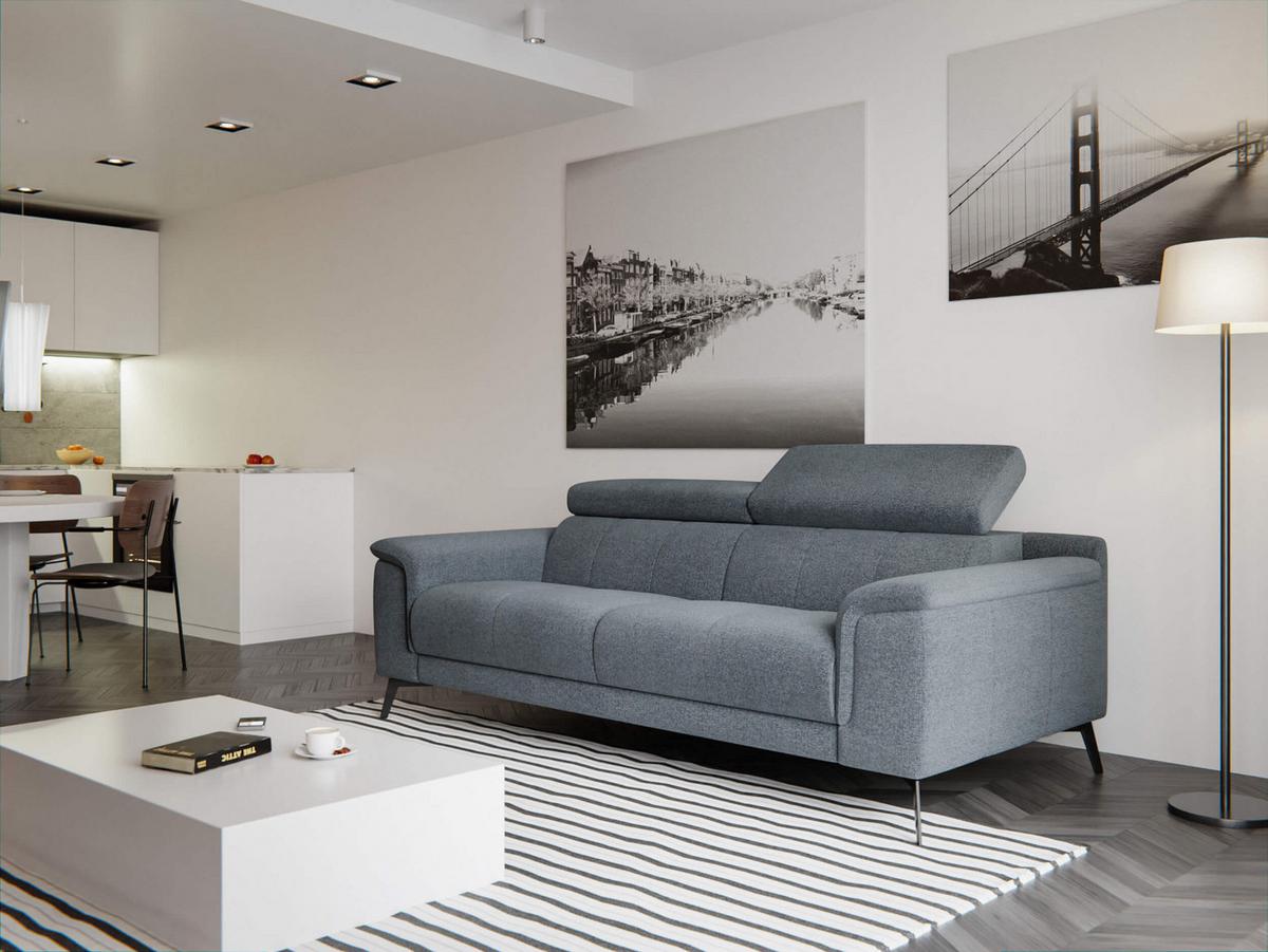 SOFA FIERO 3-Sitzer, dunkelgrau - Dunkelgrau/Schwarz, Holzwerkstoff/Textil (212/82/103cm) - Wozimo