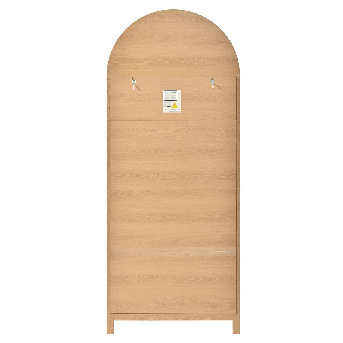 BUFFETSCHRANK Natur mit Bogenfront, Schublade & Doppeltüren mit Gewürzregalen - Naturfarben, Holzwerkstoff (76/180/40cm) - Urban Meuble