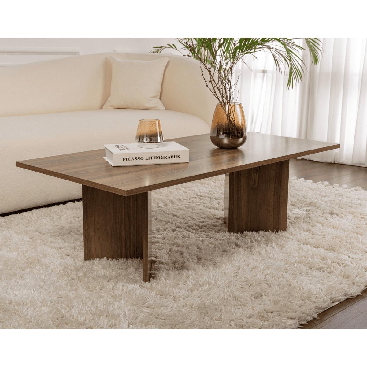 COUCHTISCH mit rechteckiger Platte 119/60/40 cm - Naturfarben, Holzwerkstoff (65/60/40cm) - Calicosy
