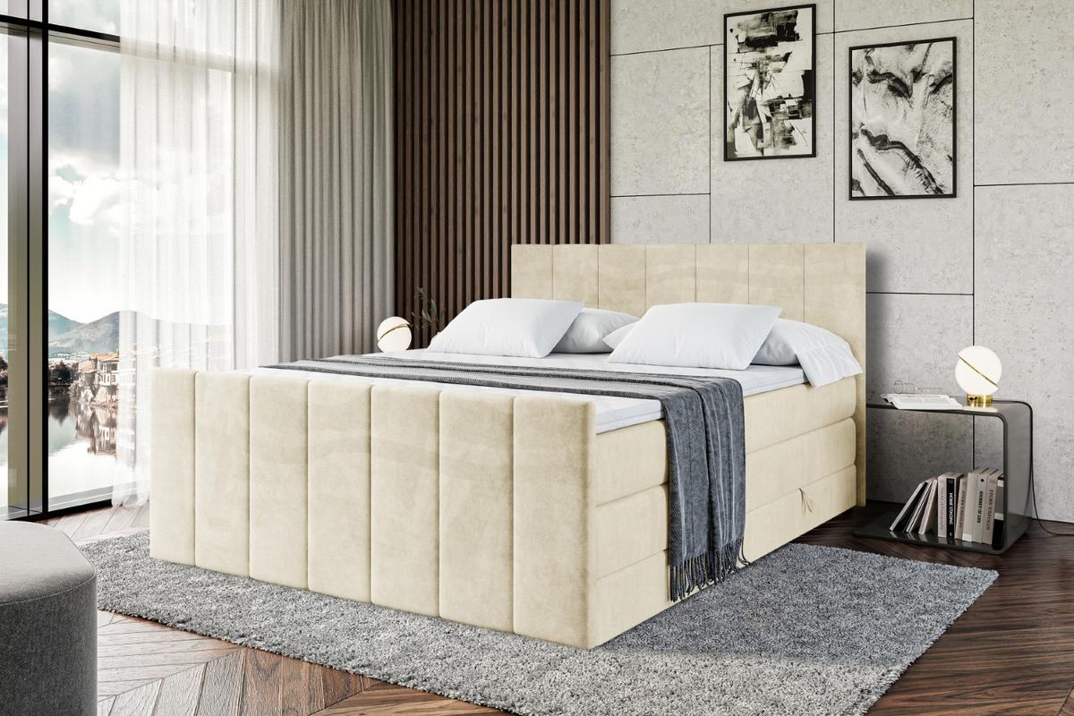 BOXSPRINGBETT MOETI-Z KING - 180x200 - H3/H4 - Beige - Beige, Holzwerkstoff (180/200cm) - ALTDECOR