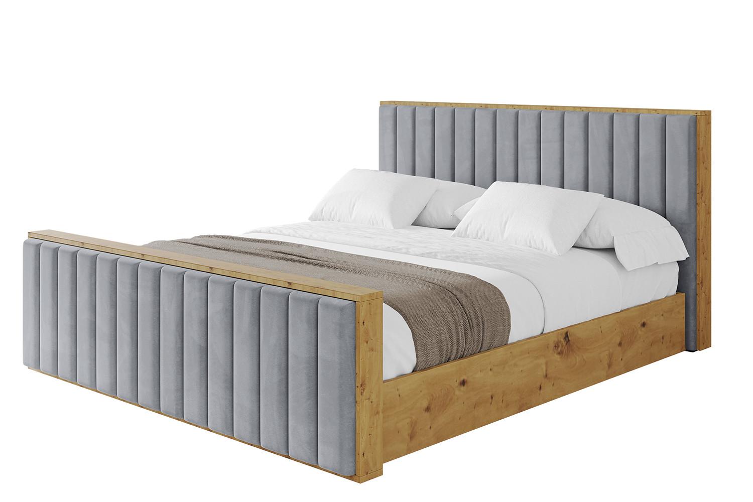 POLSTERBETT mit Bettkasten, Fußteil und Lattenrost, Boxbett mit Matratze H3/H4 - ENZO4-Z 180x200 Grau - Grau, Holzwerkstoff/Textil (180/200cm) - ALTDECOR