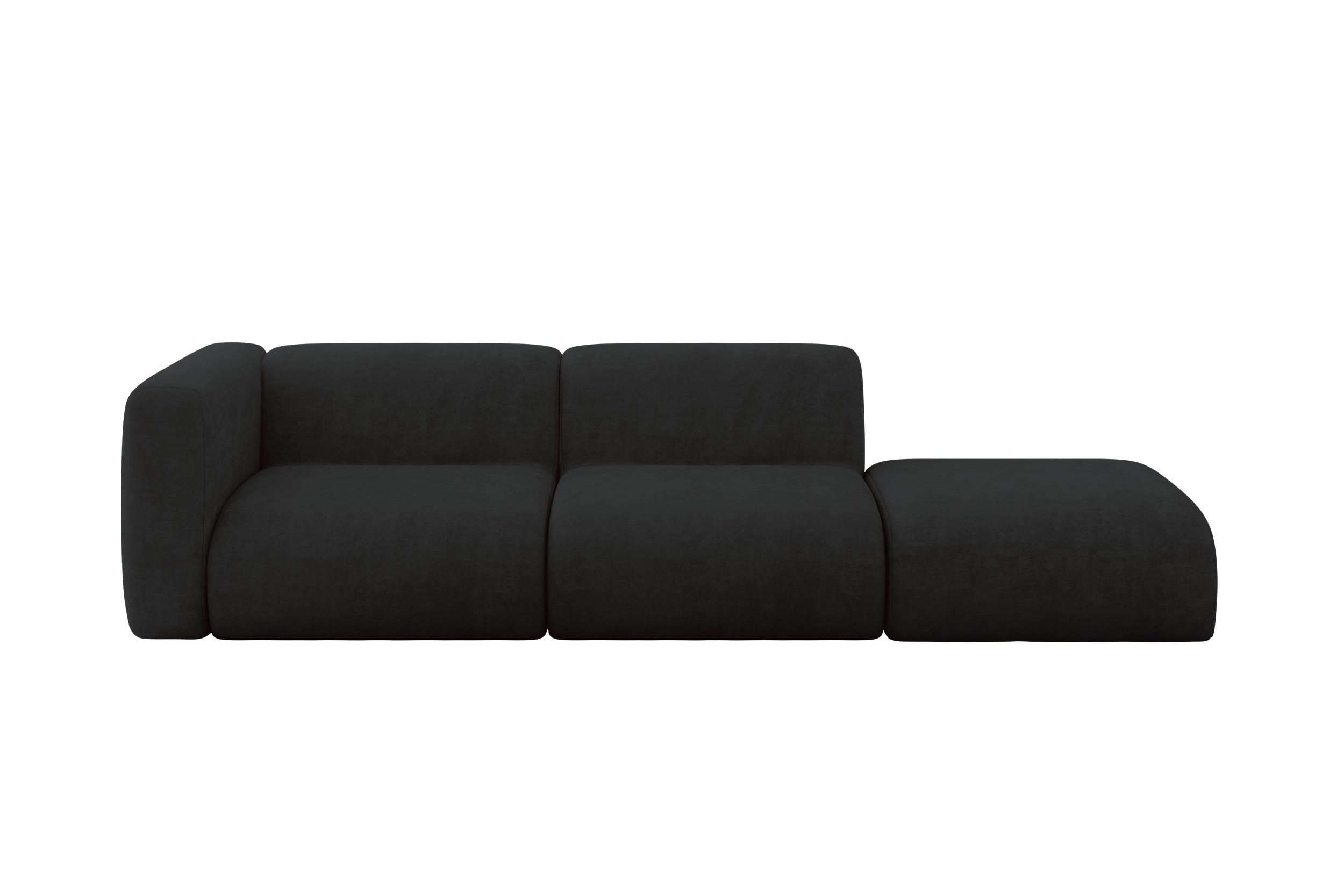 SOFA Ottomane Links MIRA-S3 296x89x70 Schwarz Velours - Anthrazit/Schwarz, Holzwerkstoff/Kunststoff (296/70/89cm) - ALTDECOR