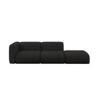 SOFA Ottomane Links MIRA-S3 296x89x70 Schwarz Velours - Anthrazit/Schwarz, Holzwerkstoff/Kunststoff (296/70/89cm) - ALTDECOR