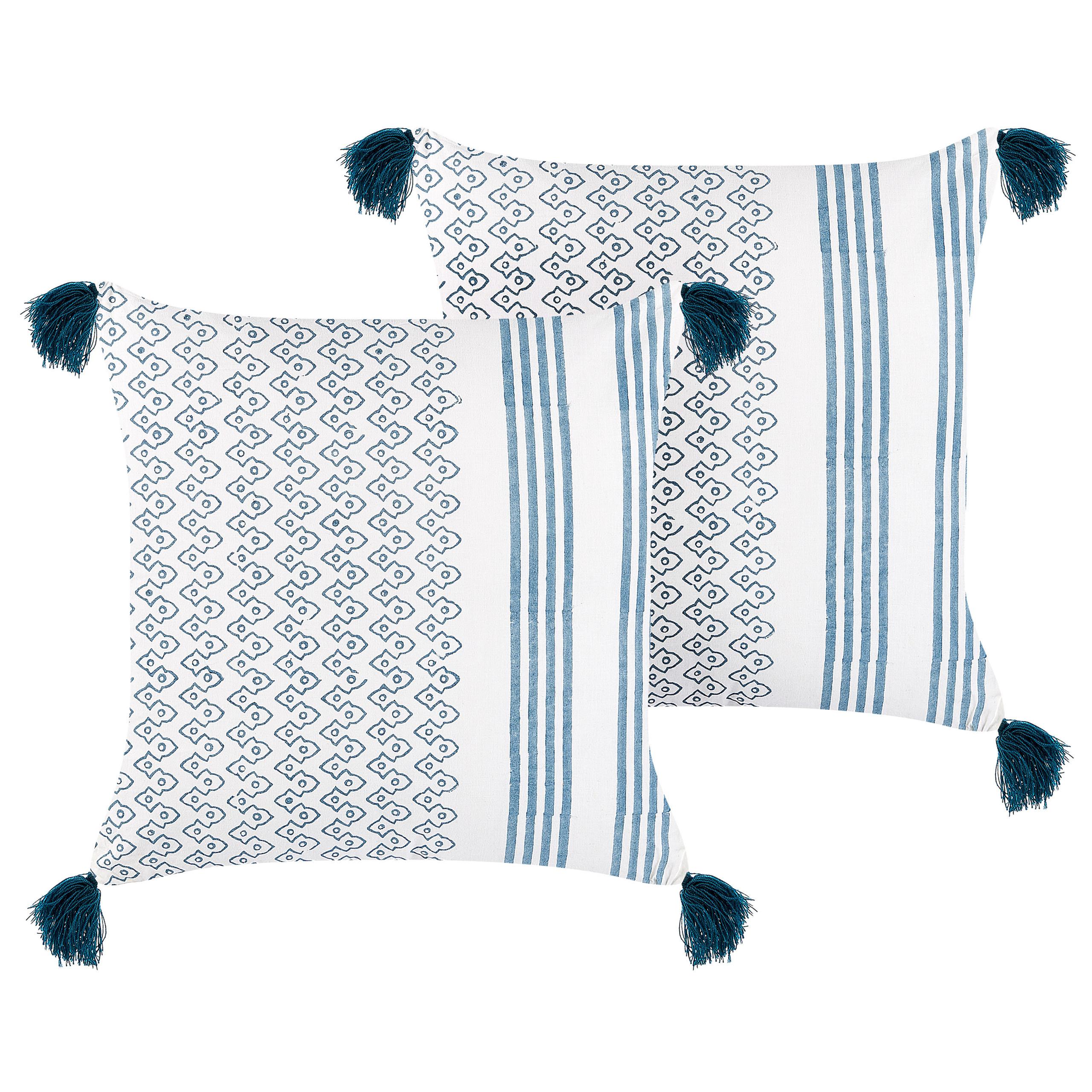 DEKOKISSEN 2er-Set Dunkelblau 45/45 cm Tilia - Dunkelblau, Naturmaterialien/Textil (45/45cm) - Beliani
