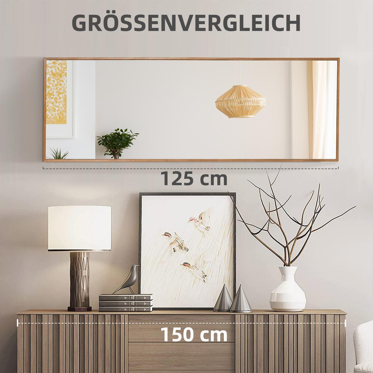 WANDSPIEGEL - Naturfarben, Glas/Holzwerkstoff (48/125/45cm) - HOMCOM